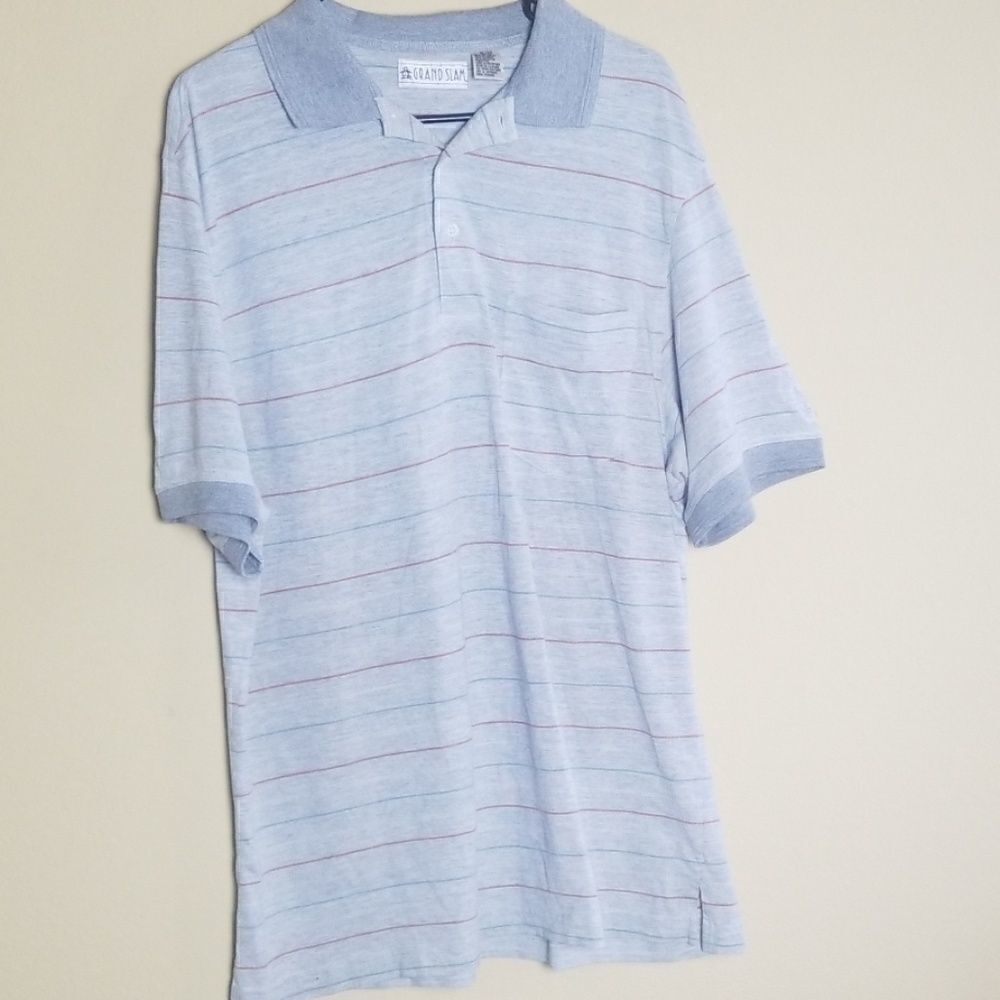 Grand Slam Grey Striped Polo
